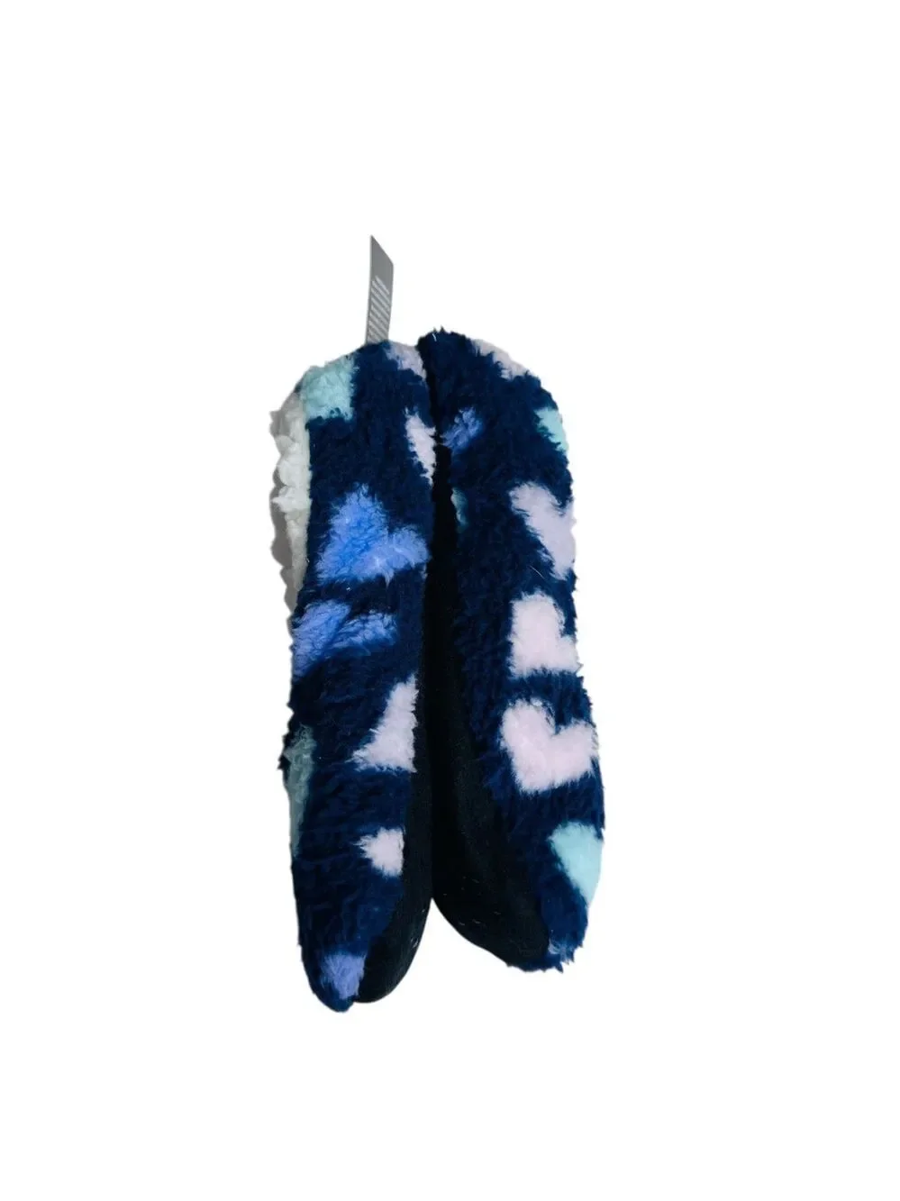 Art Class Kids Fuzzy Slippers Heart Print Cozy Sherpa Lined Gripper Bottoms M L